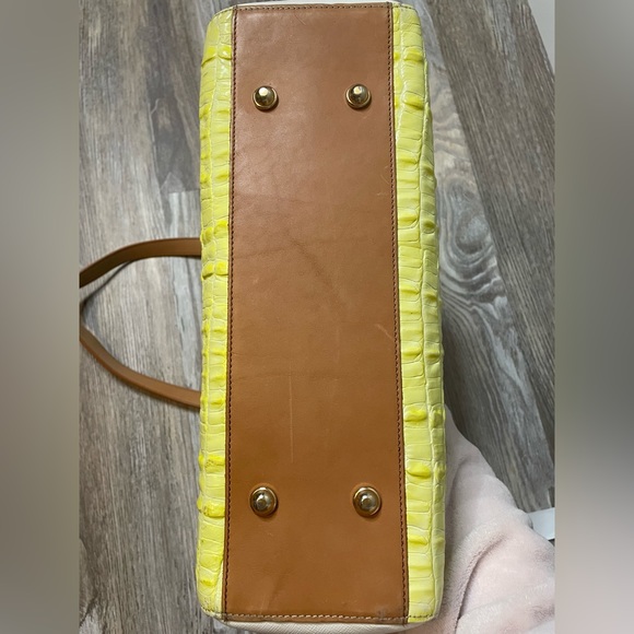 Brahmin Medium Arno Tote Limelight Ivory Brown La Scala Tri-Texture Leather Bag - Picture 3 of 16